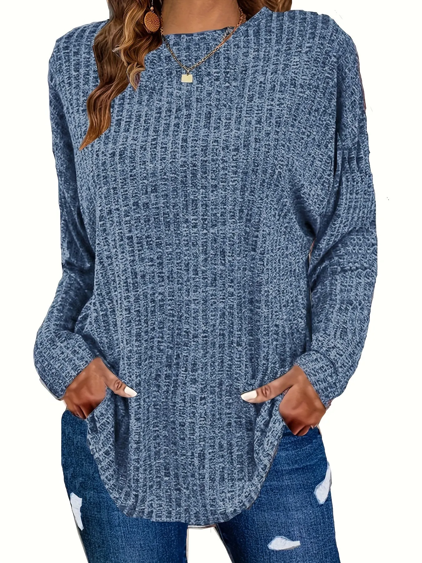 Plus Size Solid Ribbed Sweater - Versatile Chic for Every Occasion