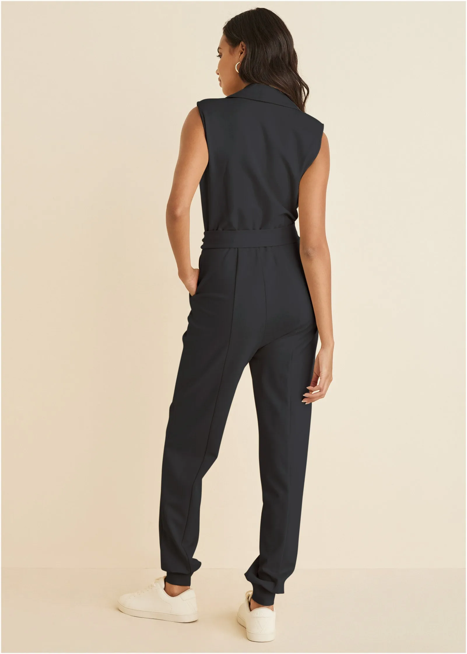 Ponte Collar Jumpsuit - Black