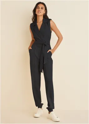 Ponte Collar Jumpsuit - Black