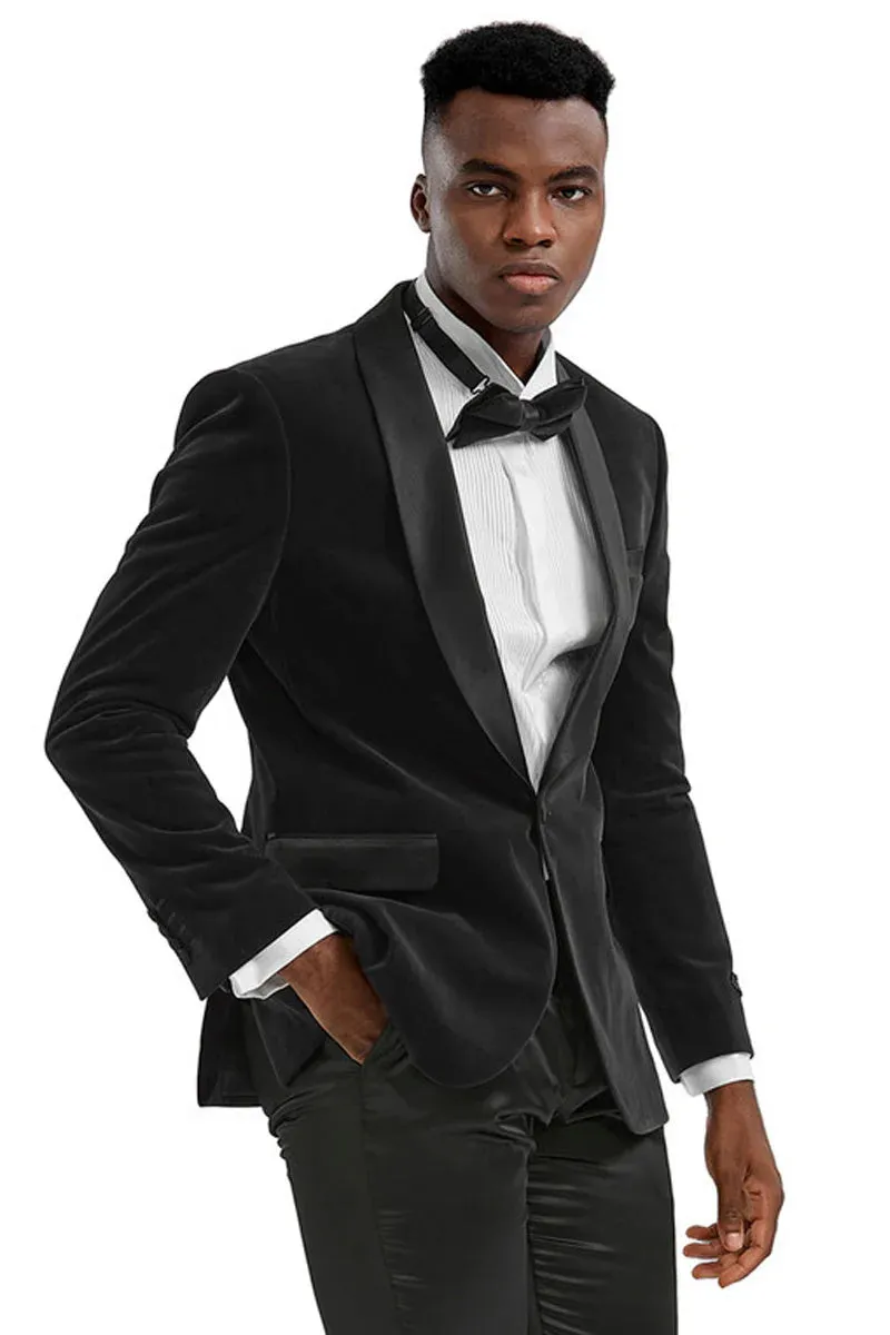 "Royale" Black Velvet Tuxedo Jacket (Separates)