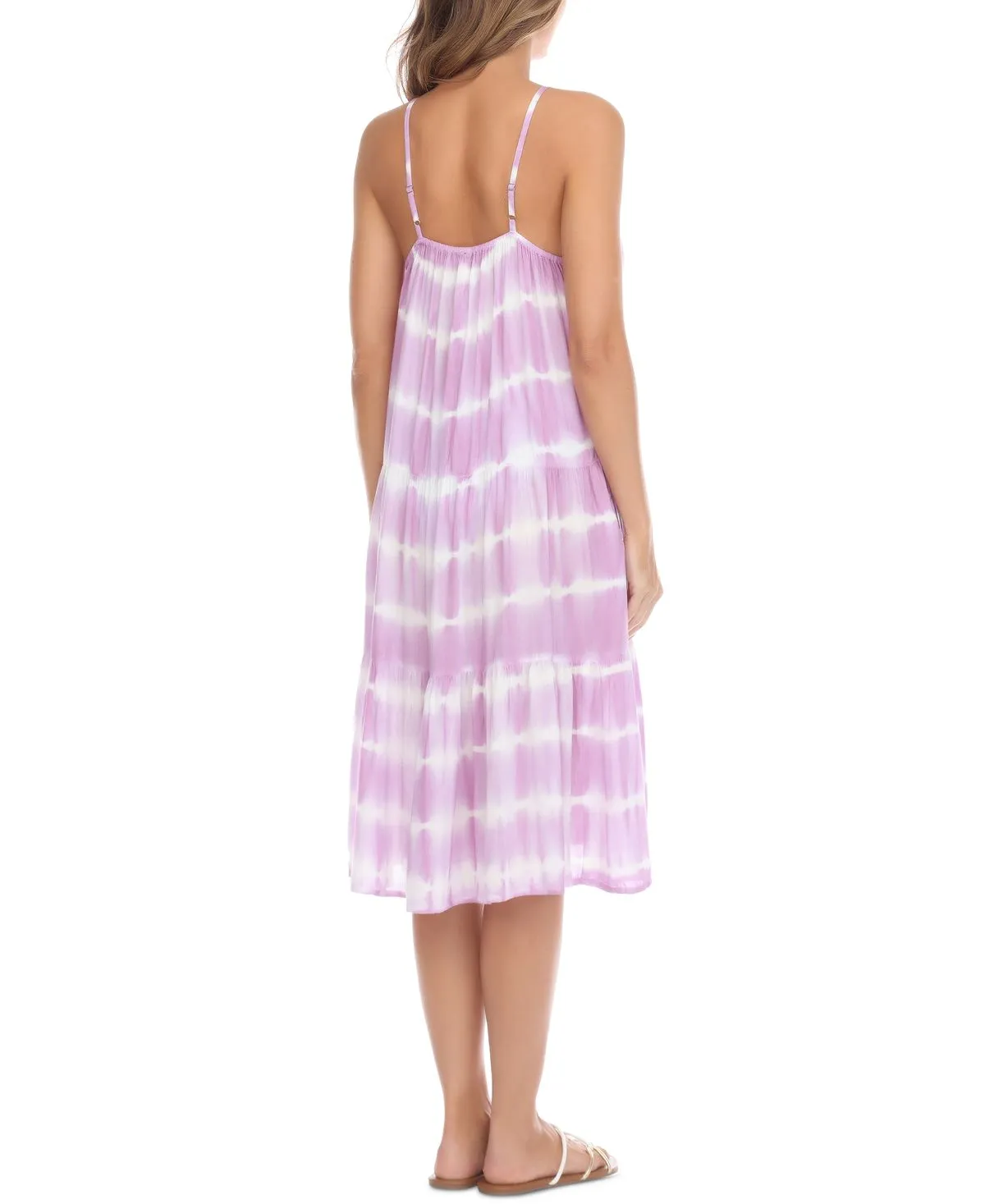 Raviya Women's Tie Dyed Tiered Swim Cover Up Dress Swimsuit Purple