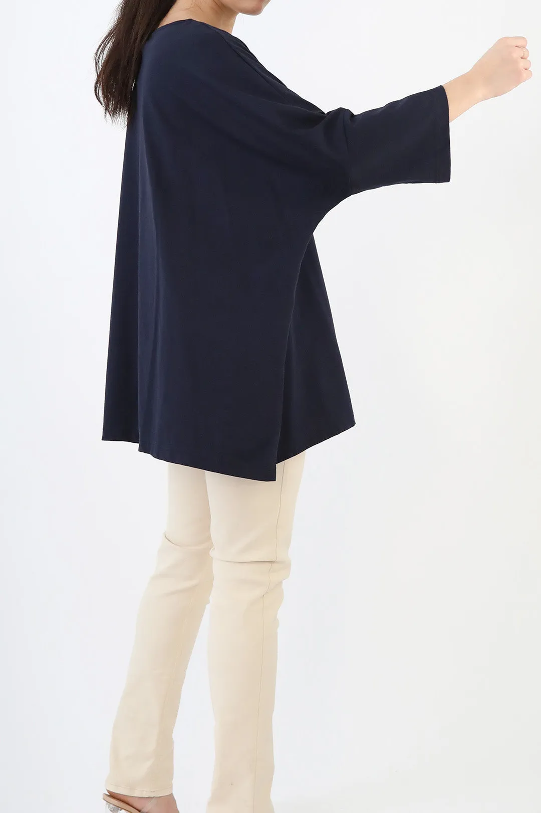 RAYA BOATNECK OVERSIZED TUNIC IN ITALIAN COTTON JERSEY