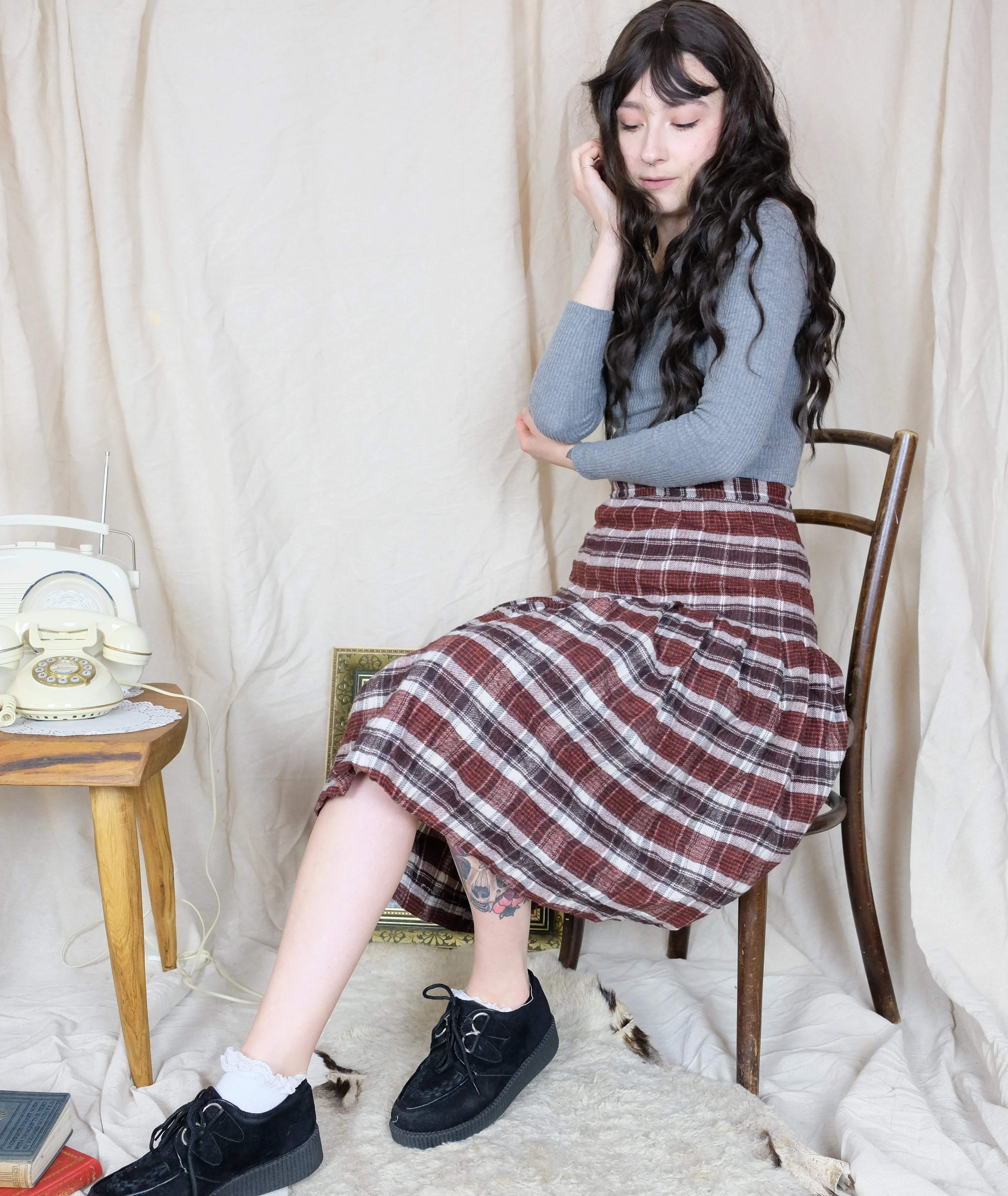 red tartan skirt -12