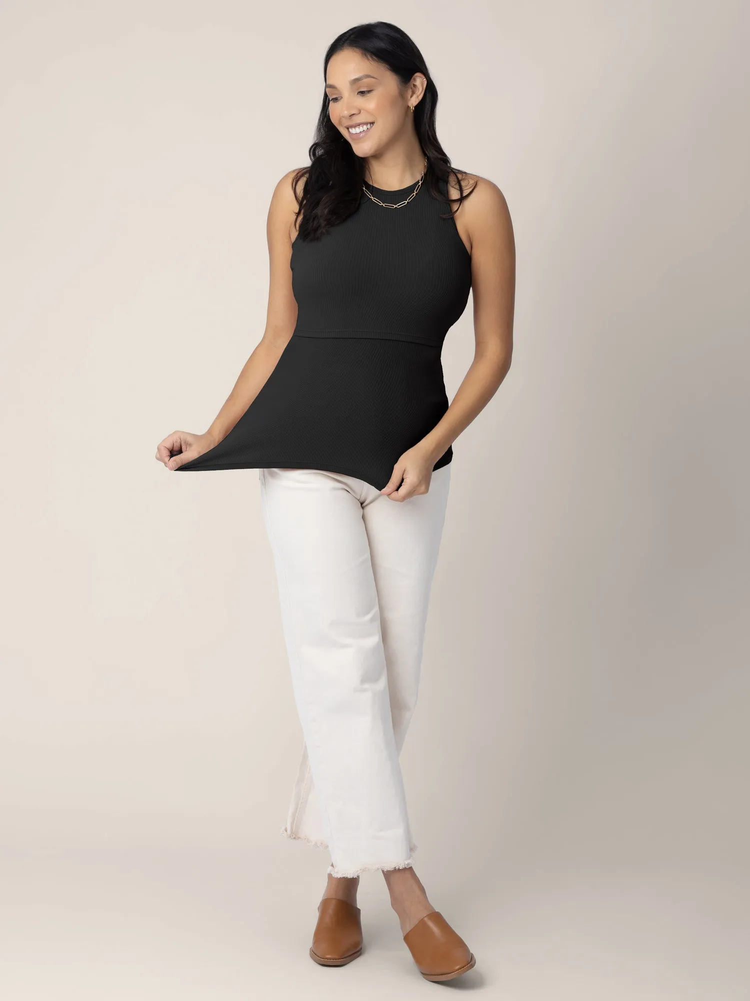 Ribbed Bamboo Racerback Nursing Tank | Black