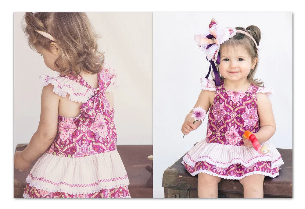 Romper pdf sewing pattern, baby & toddler romper TINKERBELLE ROMPER  sizes 3 months to 3 years.