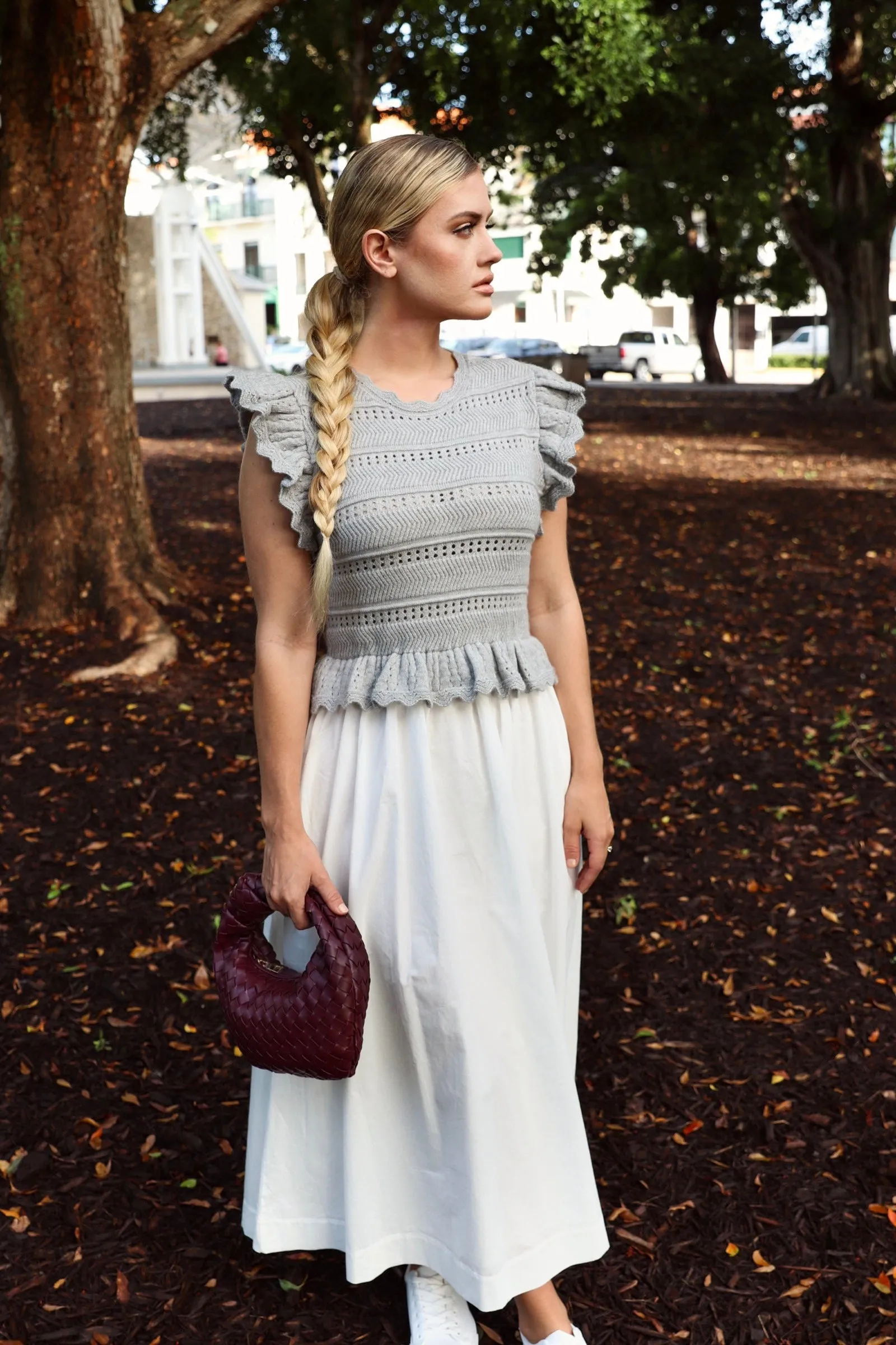 Ruffle Sleeve Knit & Woven Mixed Dress