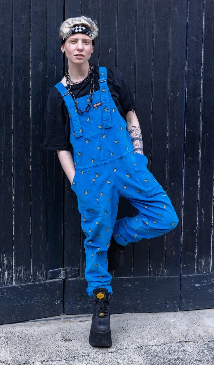 Run and Fly Blue Bee Cord Dungarees