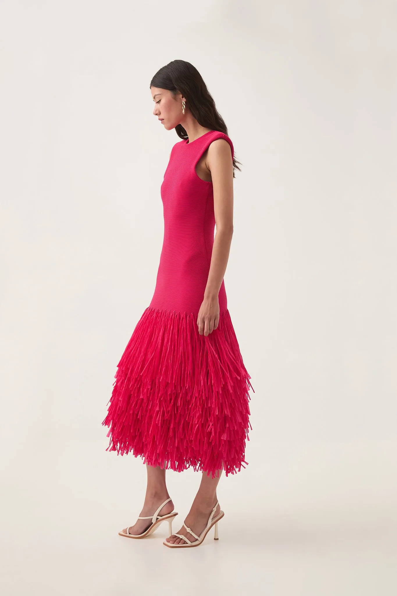 Rushes Raffia Knit Midi Dress