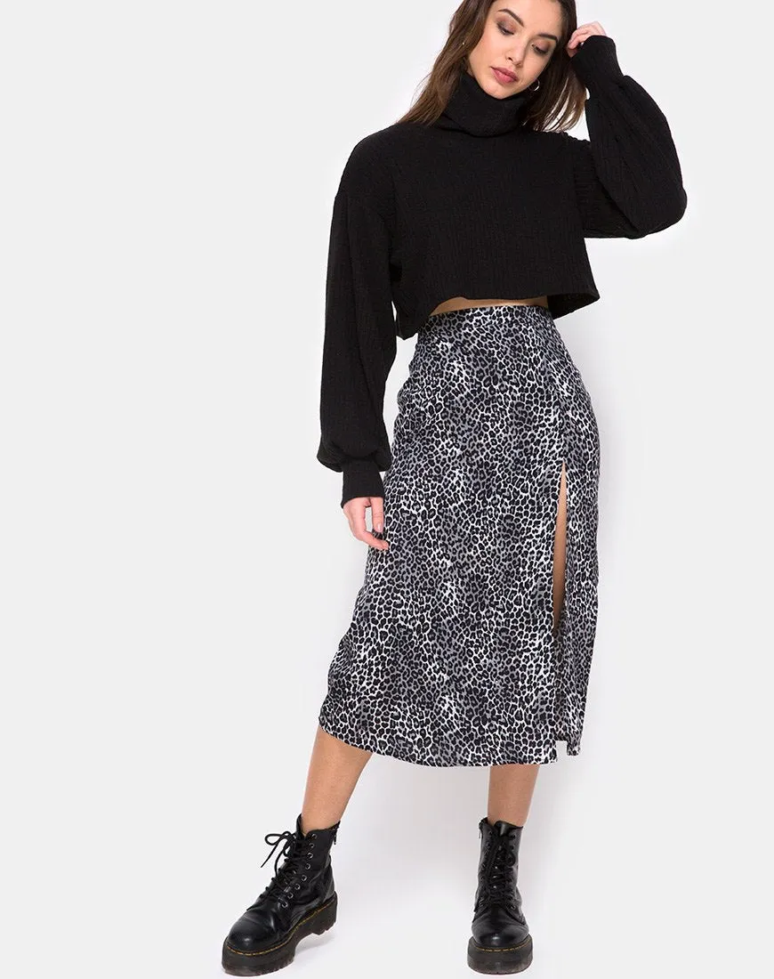 Saika Midi Skirt in Rar Leopard Grey