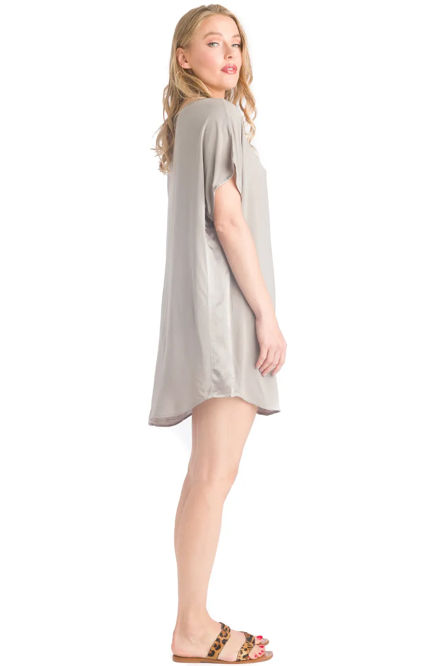 Satin Inset V Neck Tunic/Dress