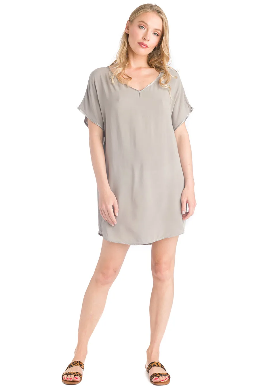 Satin Inset V Neck Tunic/Dress