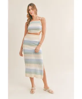 Savannah Stripe Knit Midi Skirt Set