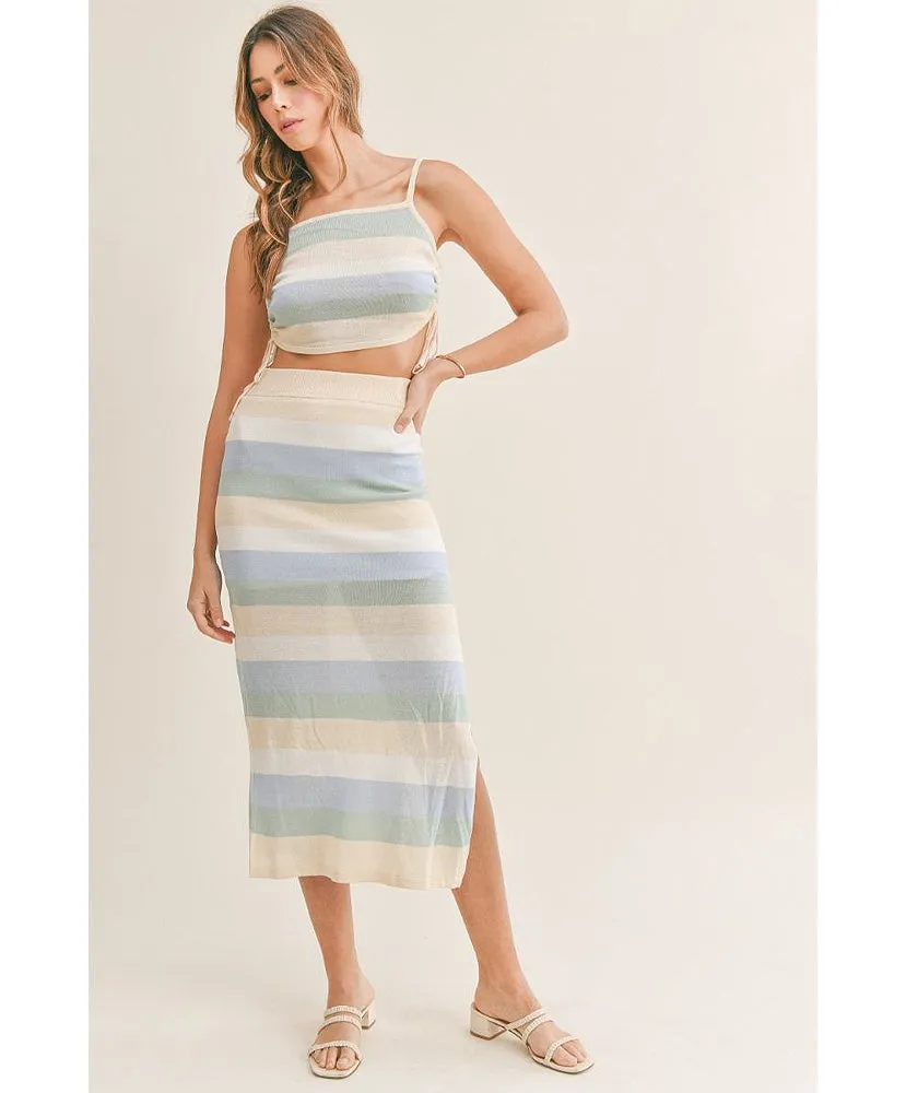 Savannah Stripe Knit Midi Skirt Set