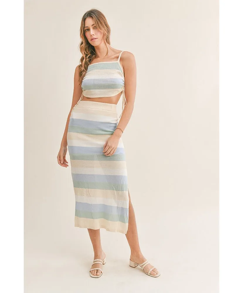 Savannah Stripe Knit Midi Skirt Set