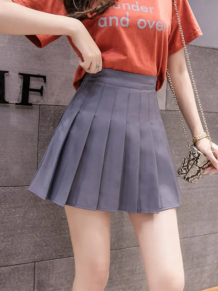 Sexy Women Pleated Skirt Summer High Waist Chic A Line Ladies Pink Mini Skirt Korean Zipper Preppy Style Girls Dance Skirts