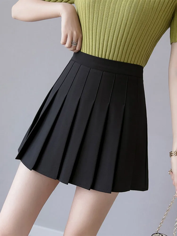 Sexy Women Pleated Skirt Summer High Waist Chic A Line Ladies Pink Mini Skirt Korean Zipper Preppy Style Girls Dance Skirts