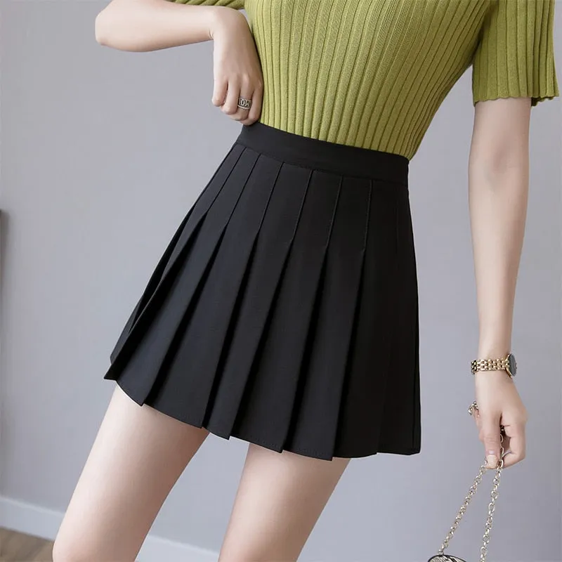 Sexy Women Pleated Skirt Summer High Waist Chic A Line Ladies Pink Mini Skirt Korean Zipper Preppy Style Girls Dance Skirts