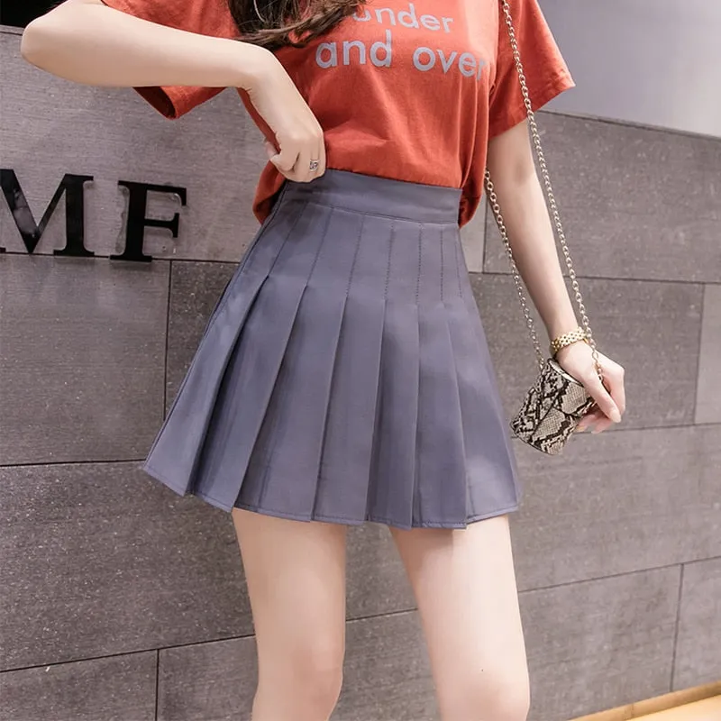 Sexy Women Pleated Skirt Summer High Waist Chic A Line Ladies Pink Mini Skirt Korean Zipper Preppy Style Girls Dance Skirts