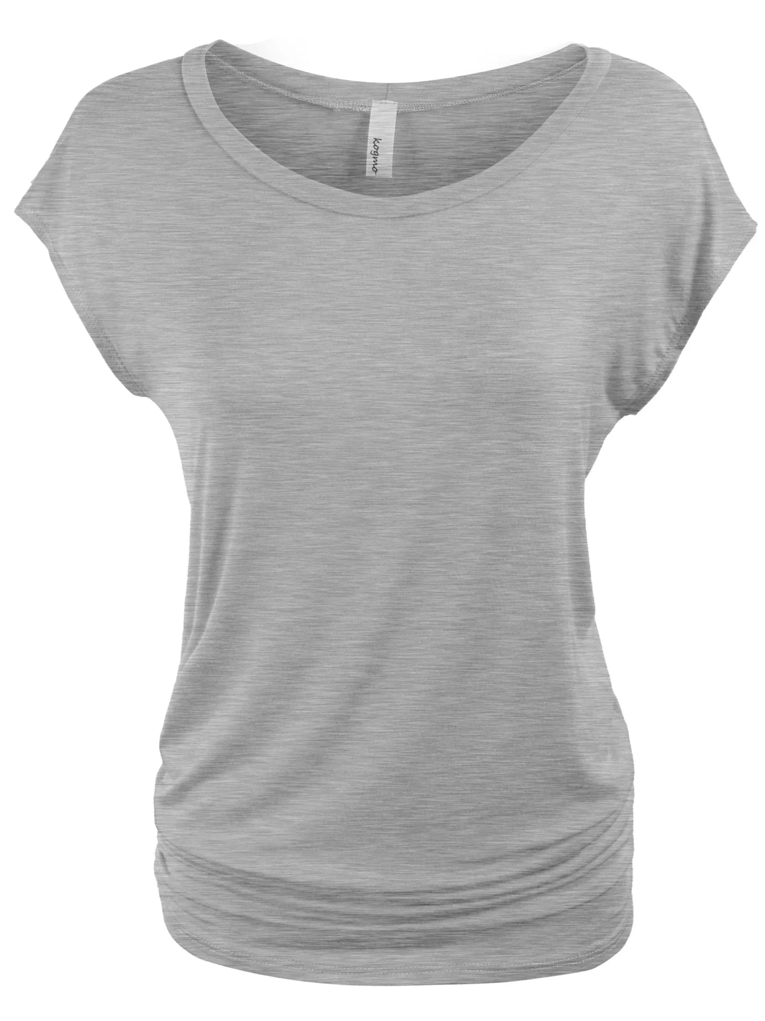 Short Sleeve Solid Basic Tunic Top Tee with Side Shirring