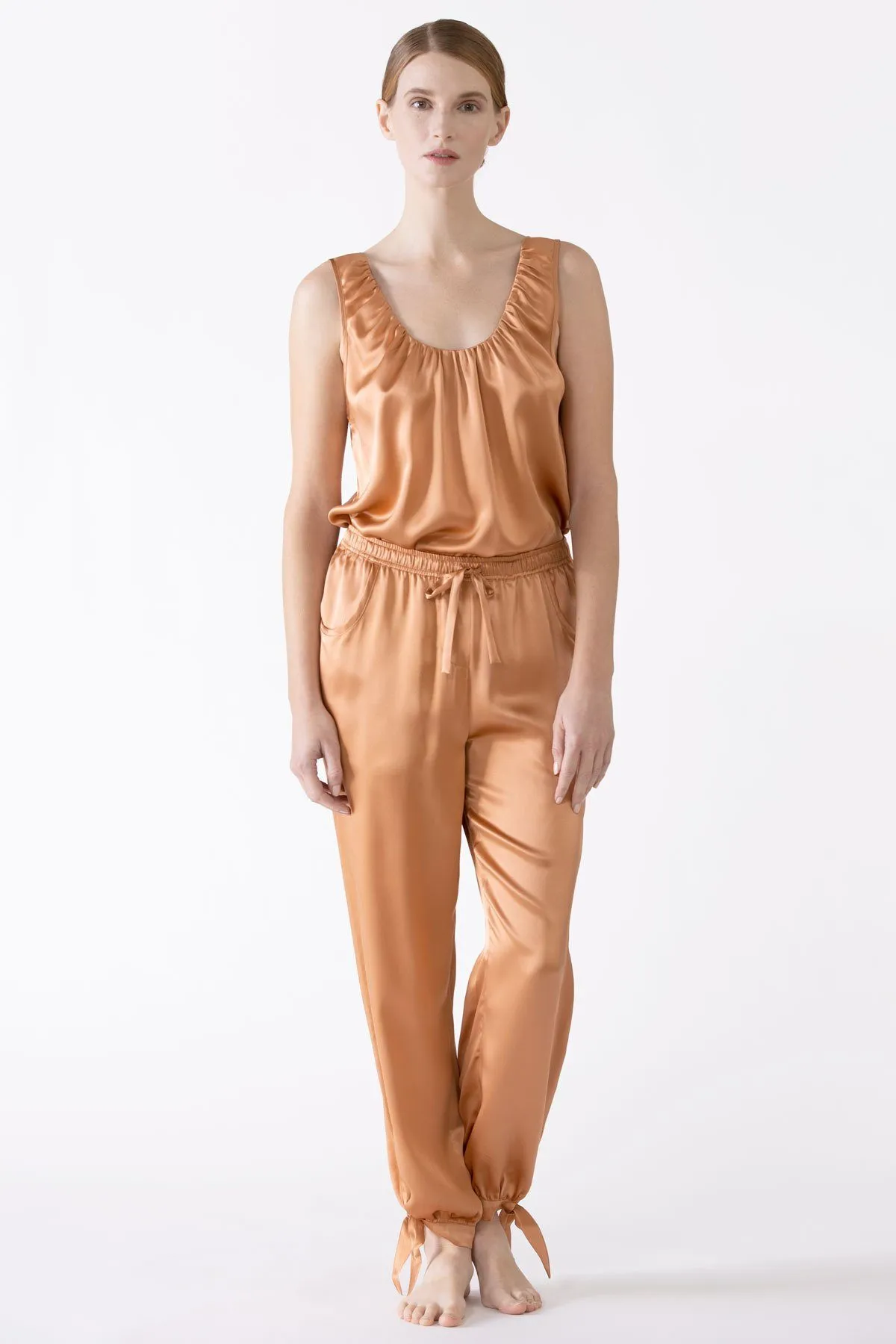 Sierra Ruched Neckline Silk Tank