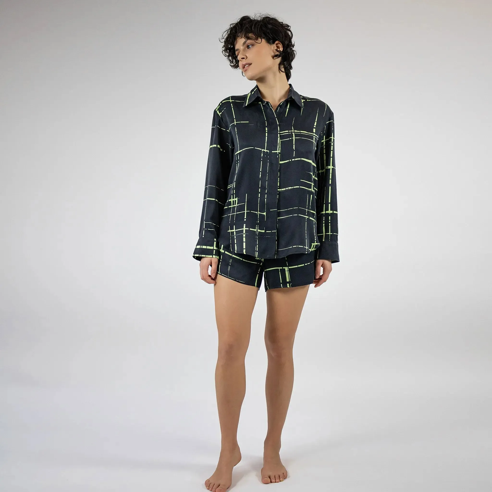 Silk Black Check Dreamscape Shorts