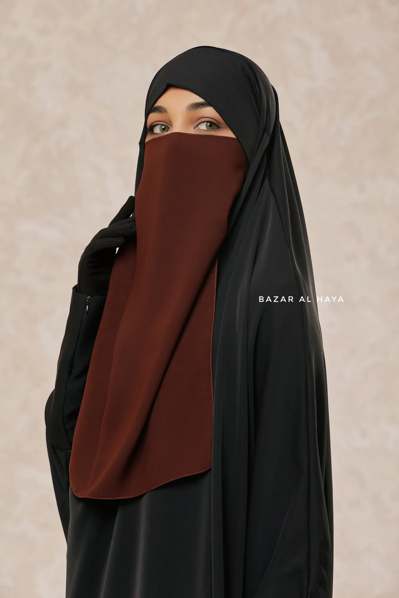 Single Brown Half Niqab - Super Breathable Veil