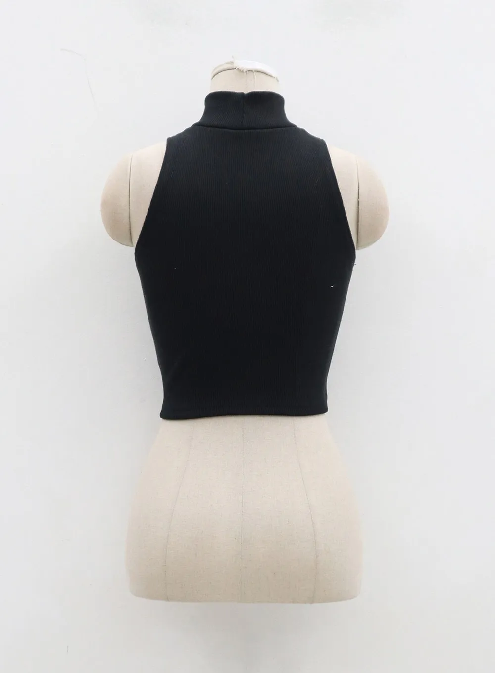 Sleeveless Cropped Turtleneck Knit Tank Top BD23