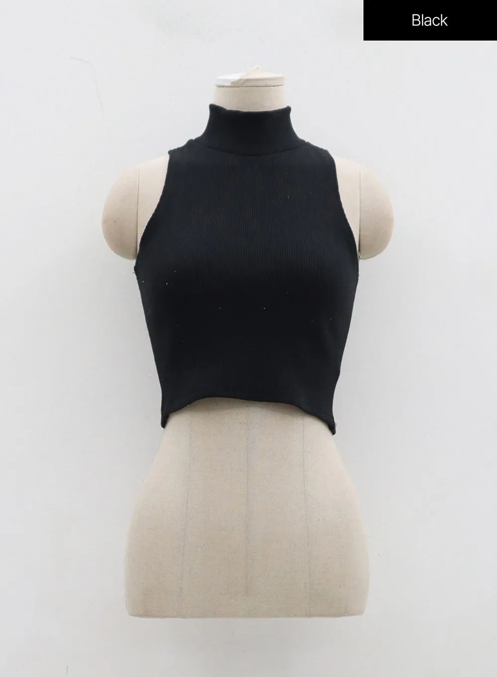 Sleeveless Cropped Turtleneck Knit Tank Top BD23