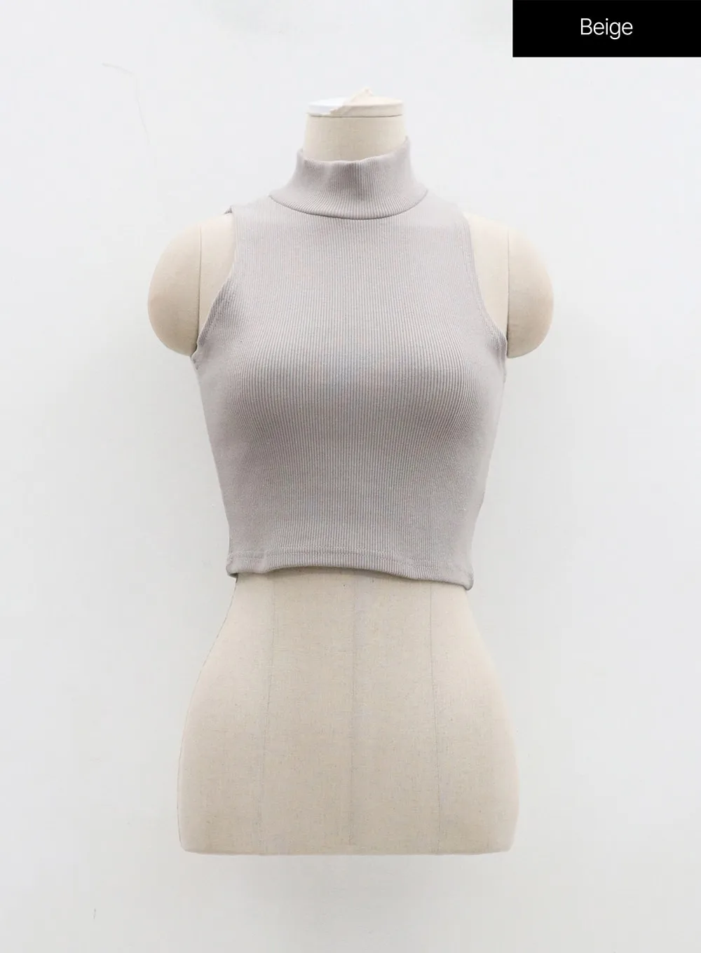 Sleeveless Cropped Turtleneck Knit Tank Top BD23