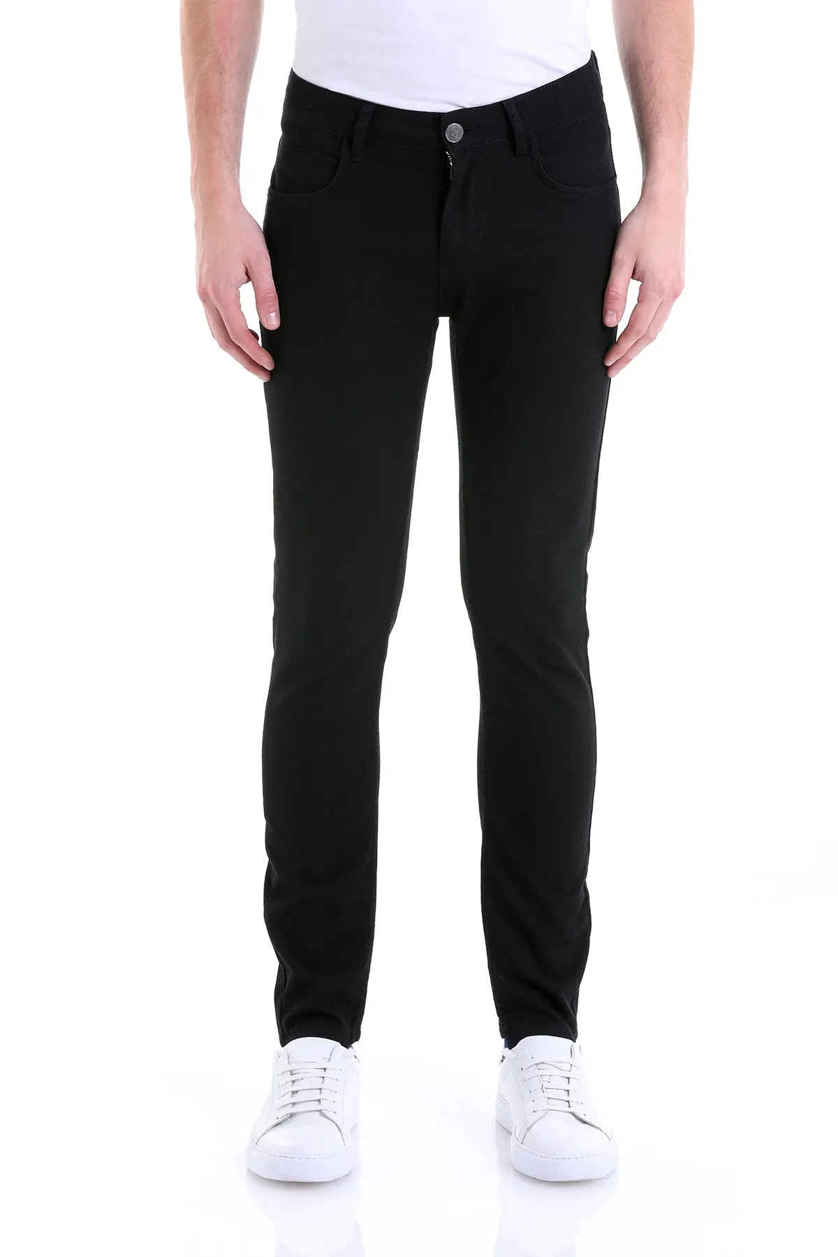 Slim Fit 5 Cotton Pocket Black Casual Pants