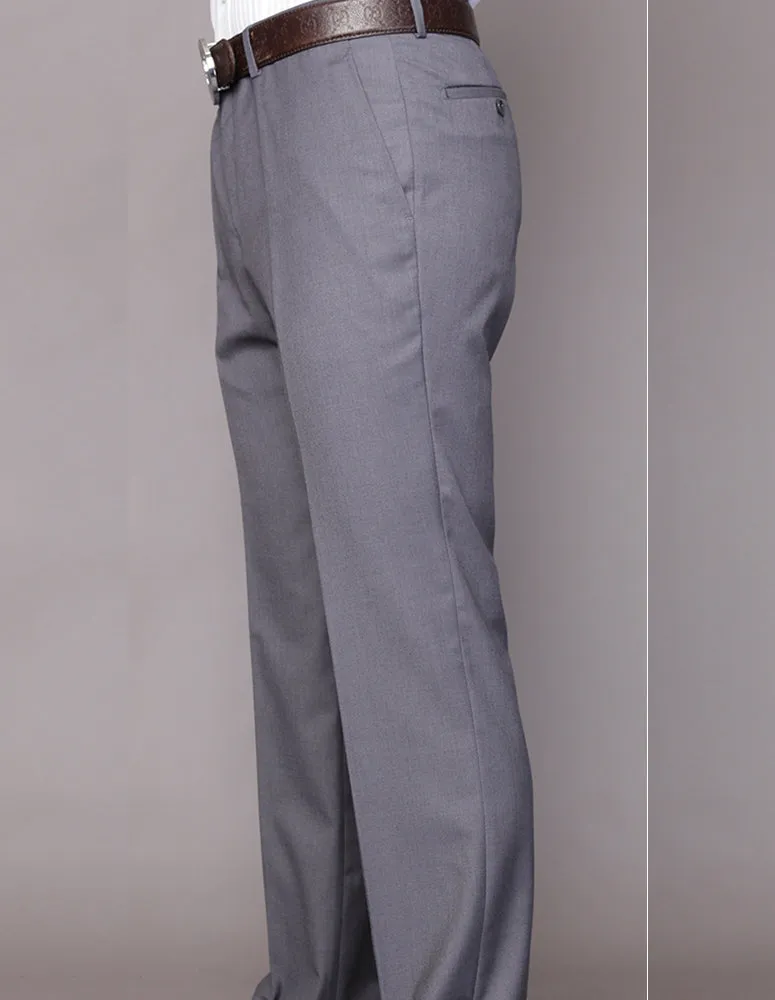 SLIM FIT FLAT FRONT DRESS PANTS, SUPER 150'S ITALIAN FABRIC | PA-200B-Charcoal