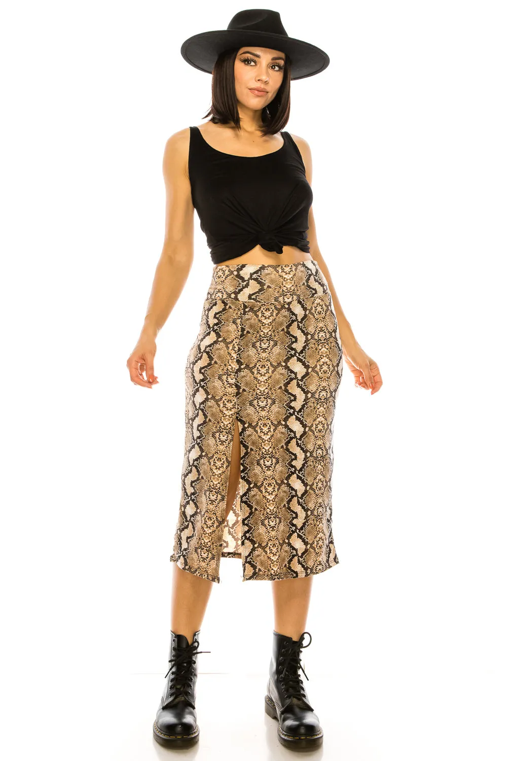 SNAKESKIN MIDI SKIRT