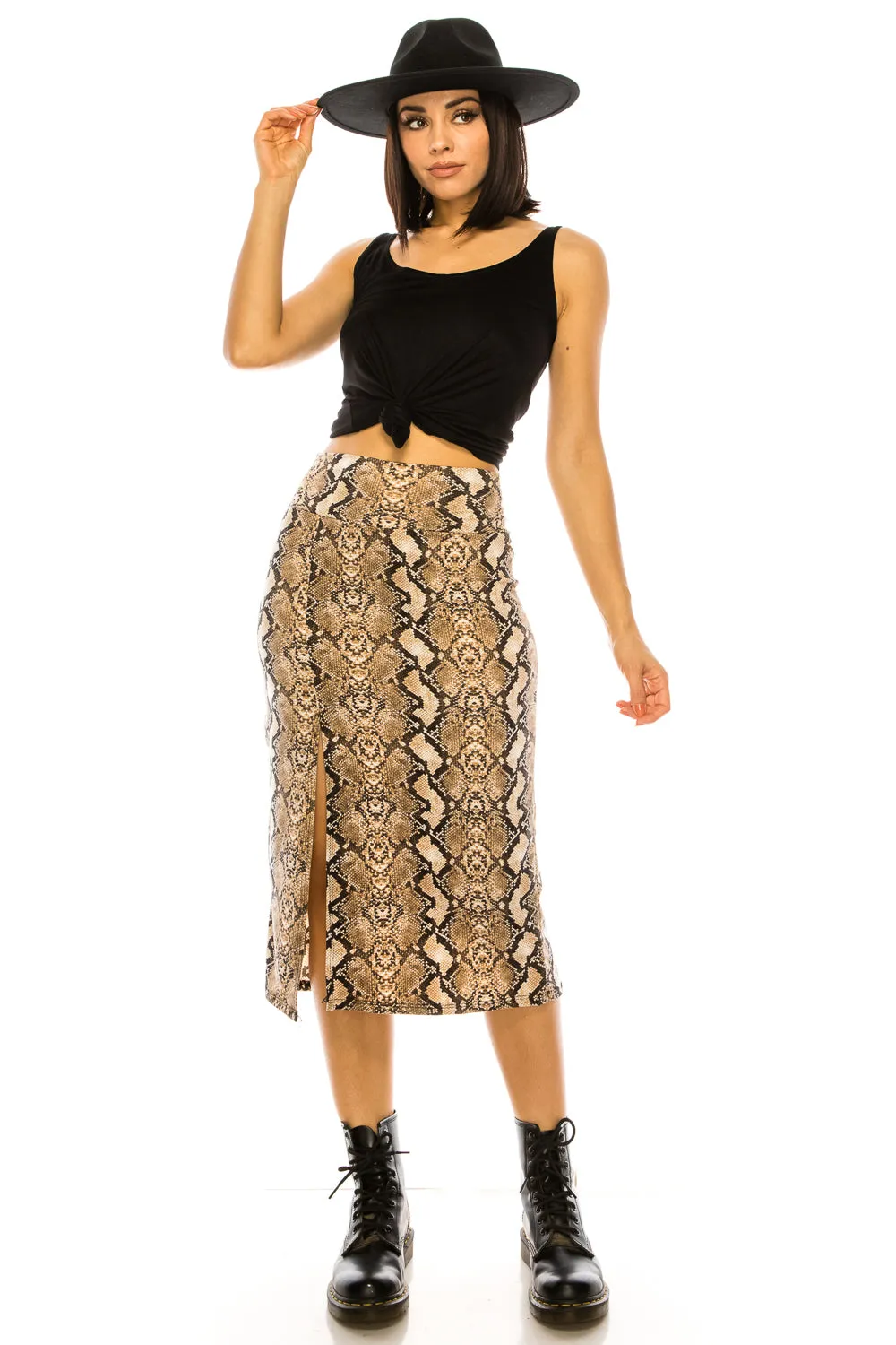 SNAKESKIN MIDI SKIRT