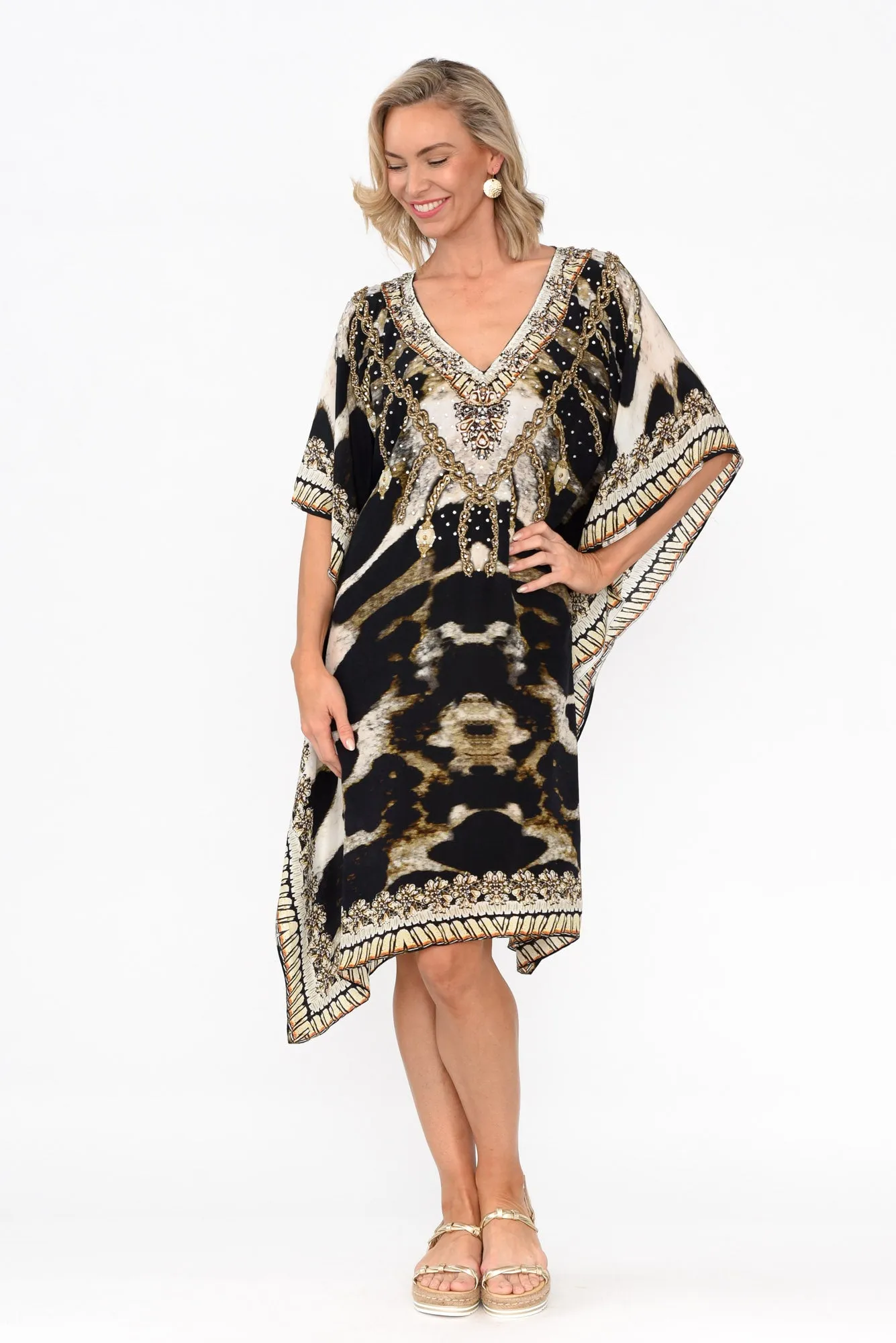 Snow Leopard Silk Kaftan