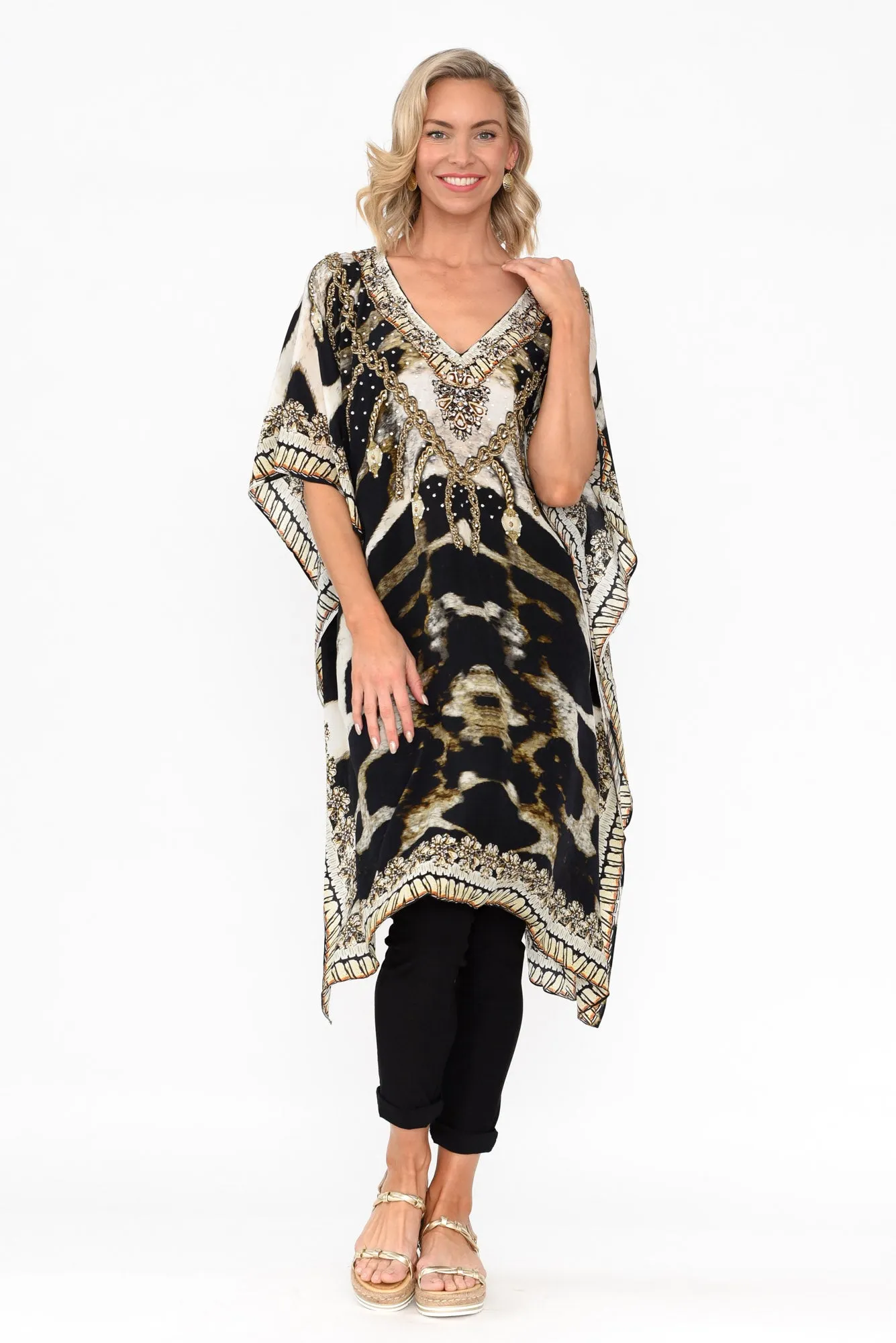 Snow Leopard Silk Kaftan