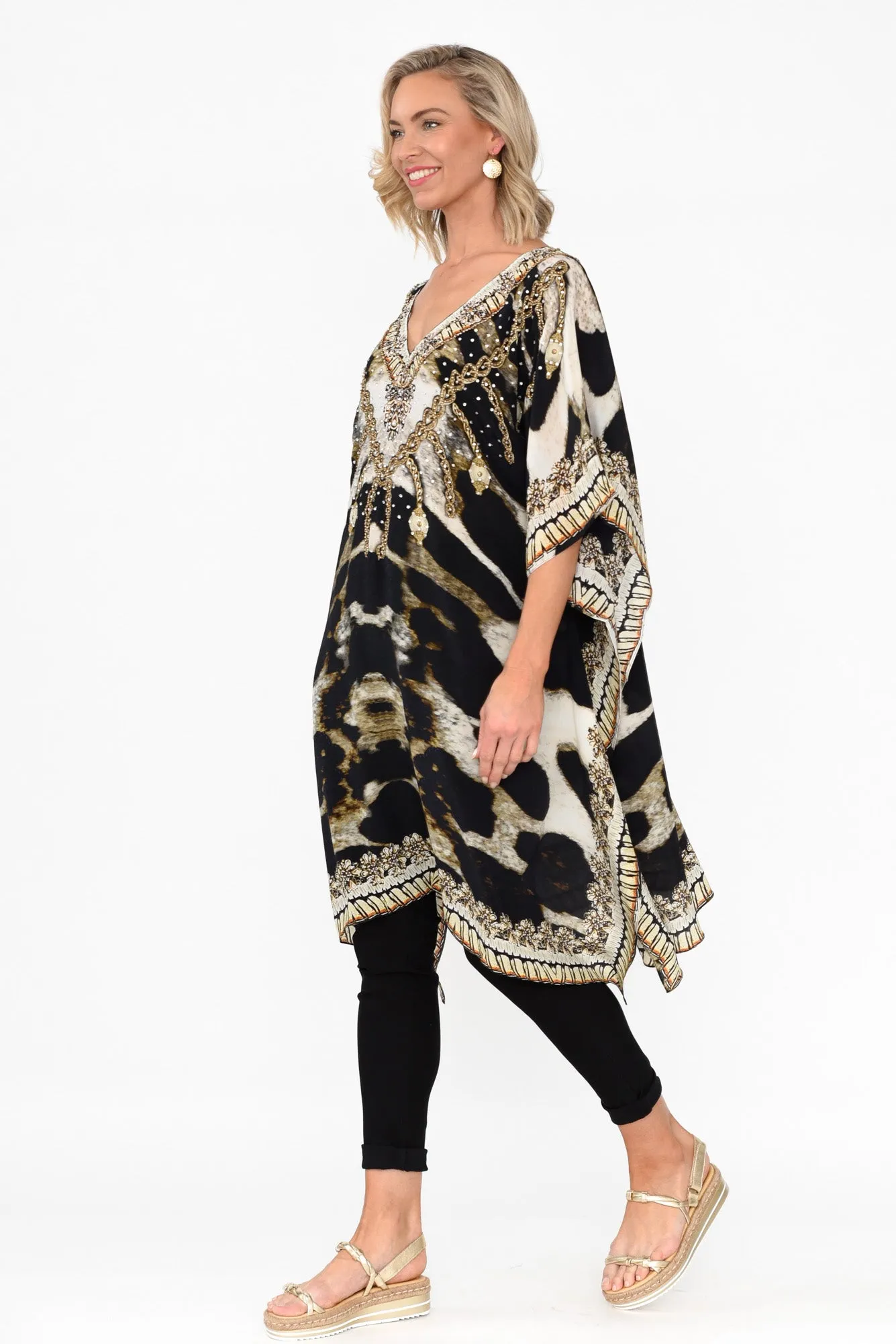 Snow Leopard Silk Kaftan