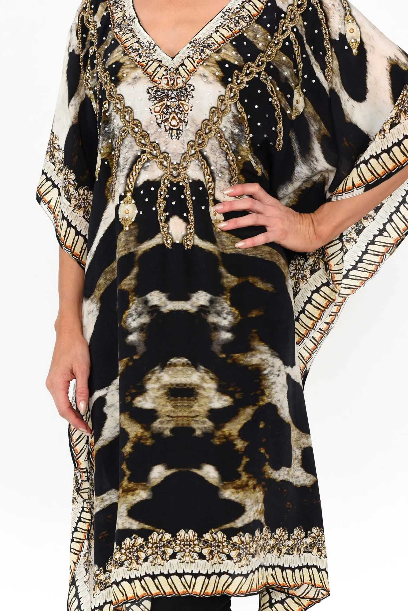 Snow Leopard Silk Kaftan