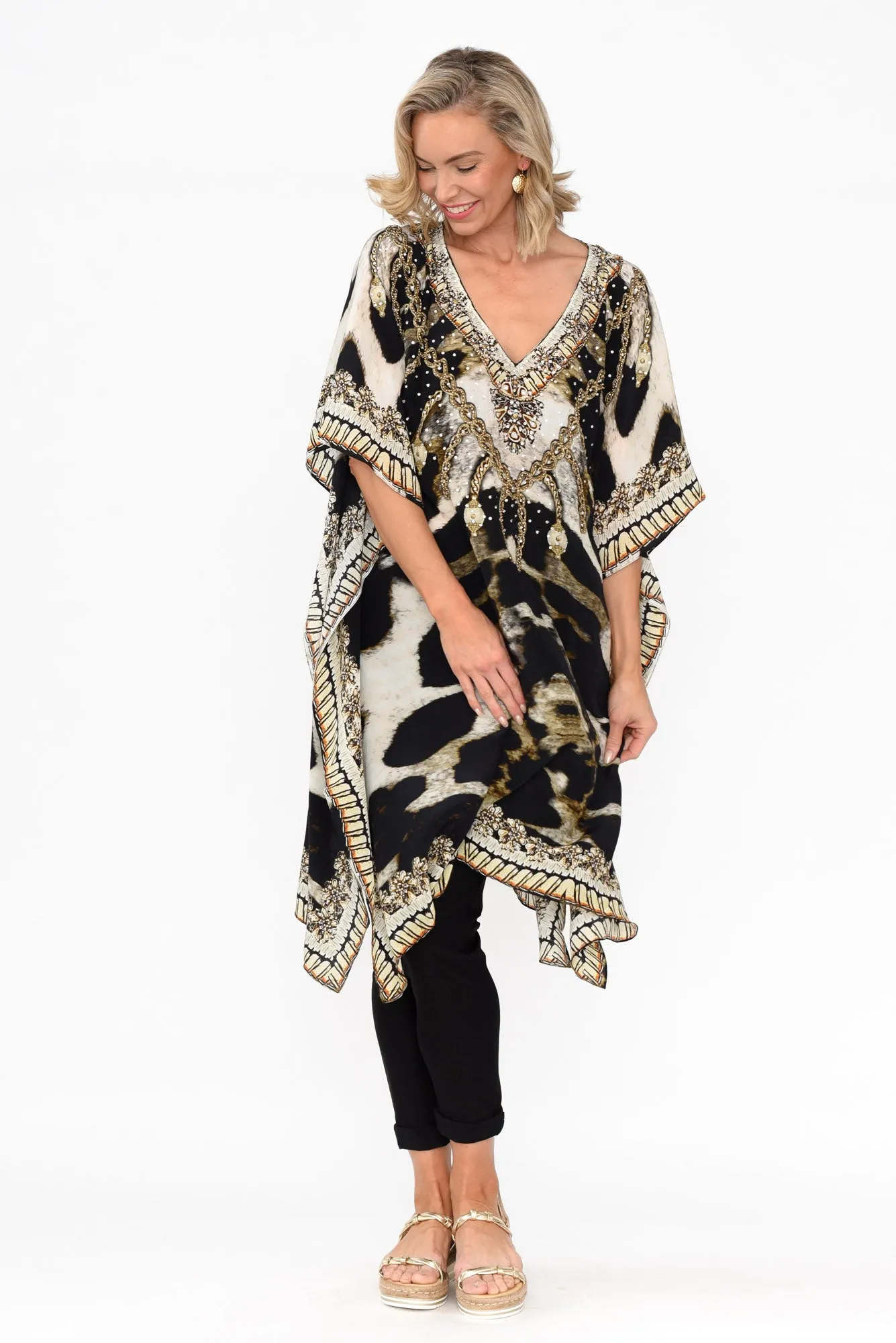 Snow Leopard Silk Kaftan