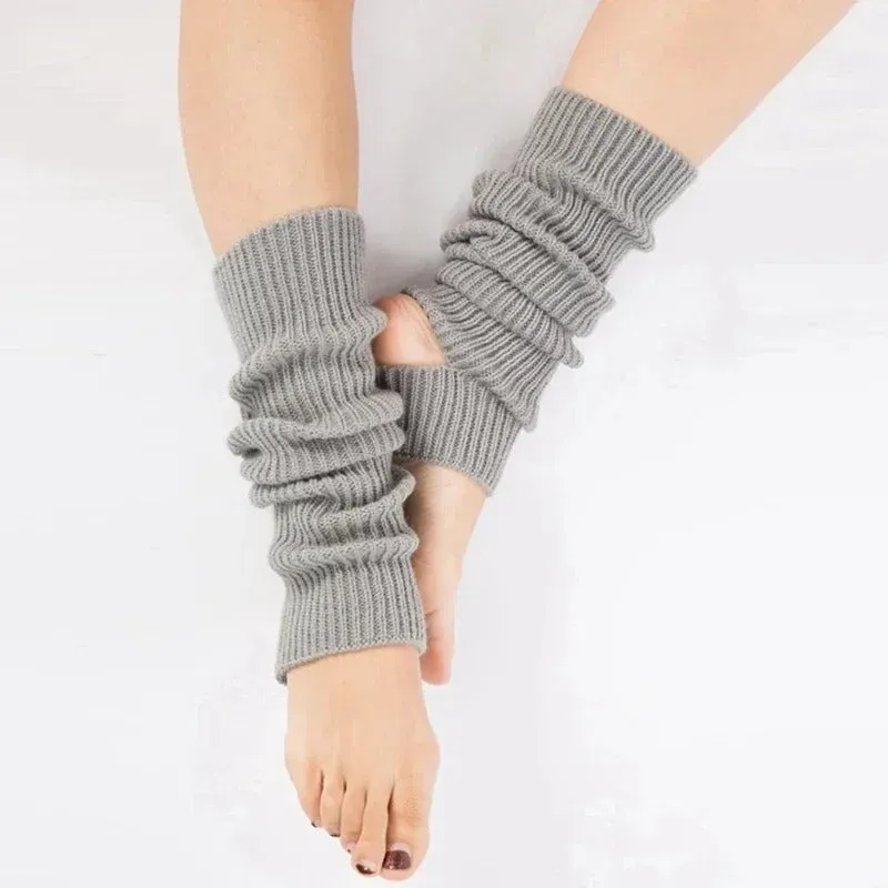 Solid Color Knitted Winter Leg Warmer Fitness Socks