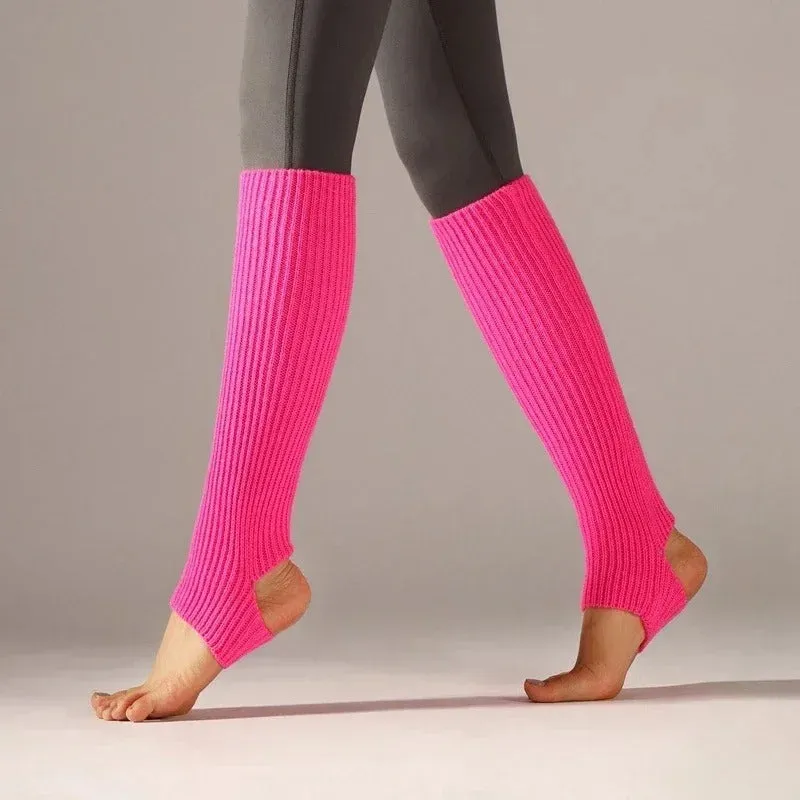 Solid Color Knitted Winter Leg Warmer Fitness Socks