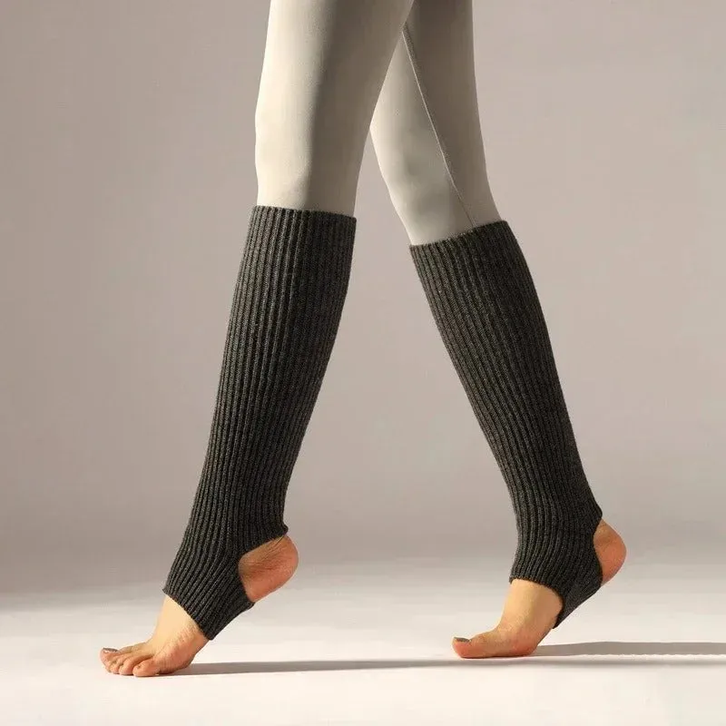 Solid Color Knitted Winter Leg Warmer Fitness Socks