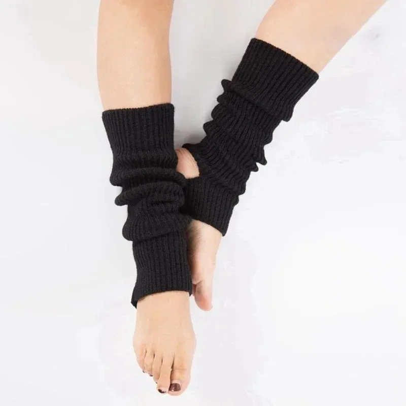 Solid Color Knitted Winter Leg Warmer Fitness Socks