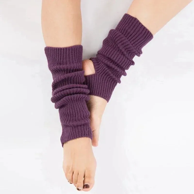 Solid Color Knitted Winter Leg Warmer Fitness Socks