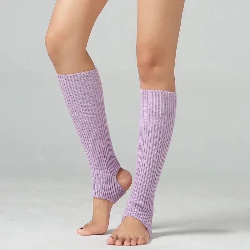 Solid Color Knitted Winter Leg Warmer Fitness Socks