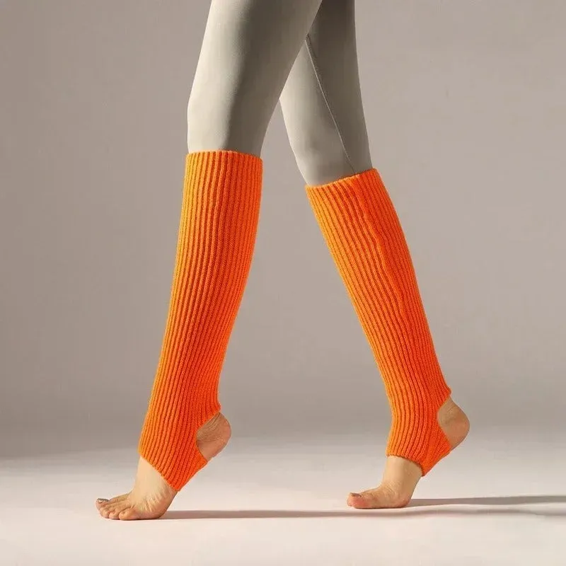 Solid Color Knitted Winter Leg Warmer Fitness Socks