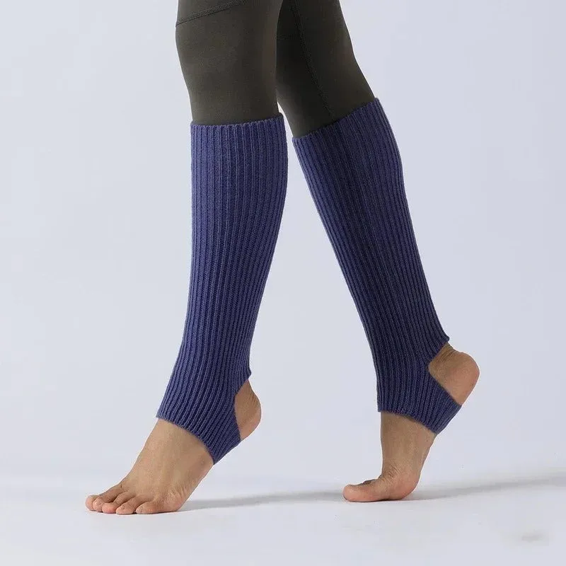 Solid Color Knitted Winter Leg Warmer Fitness Socks