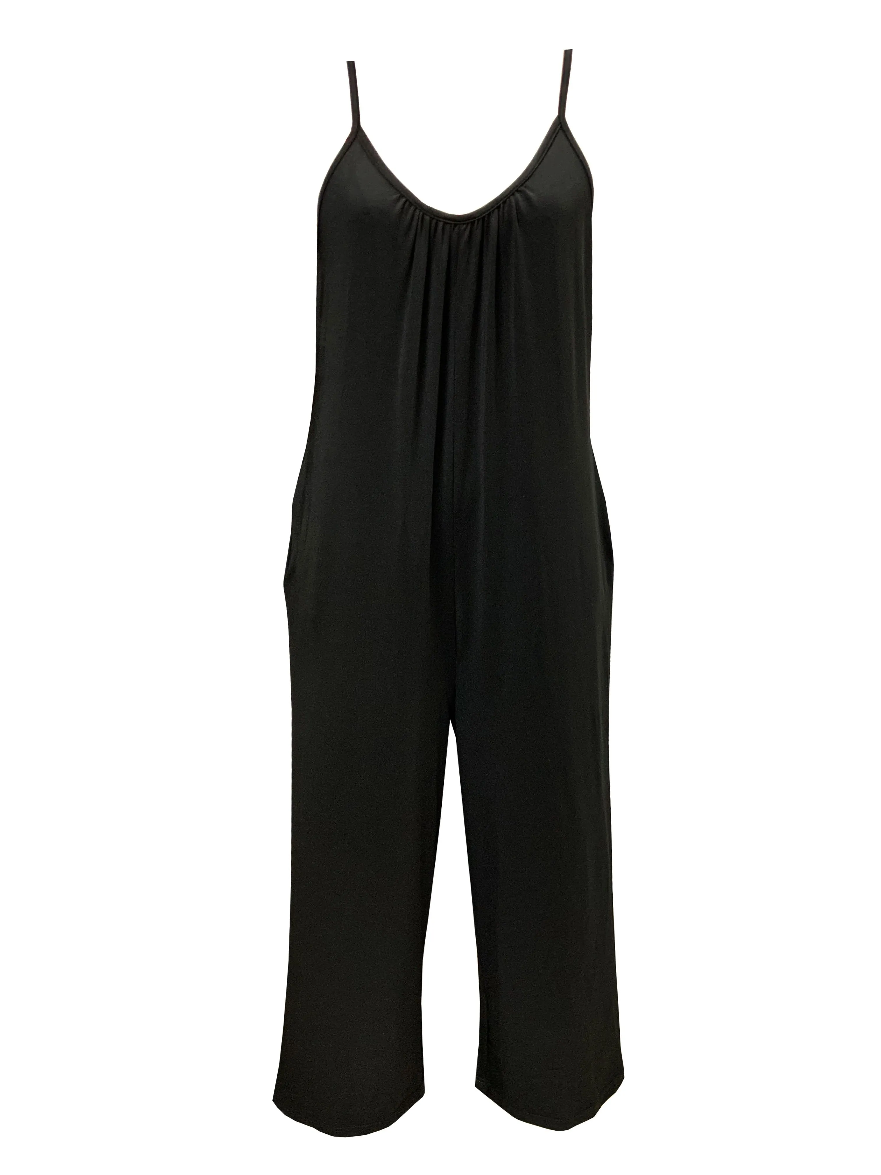 Solid Wide Leg Women's Plus Jumpsuit