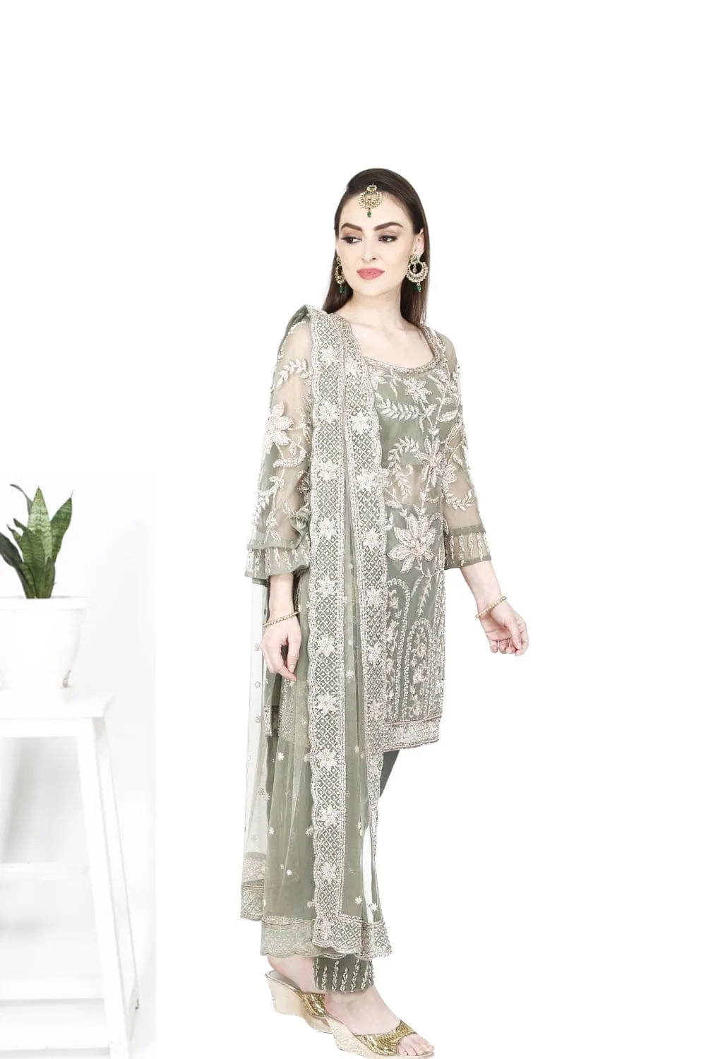 Steel Grey Kurti Set.