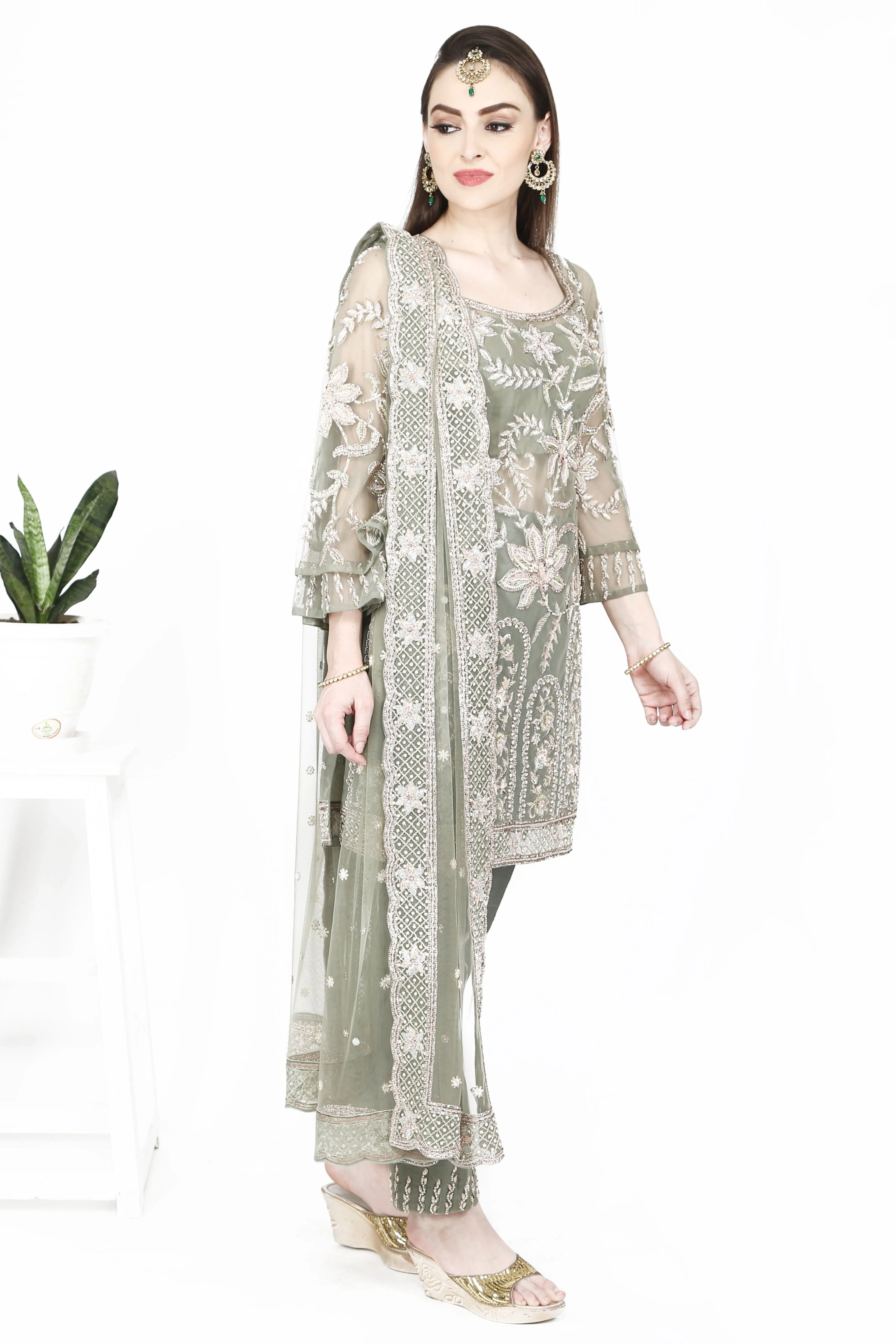 Steel Grey Kurti Set.