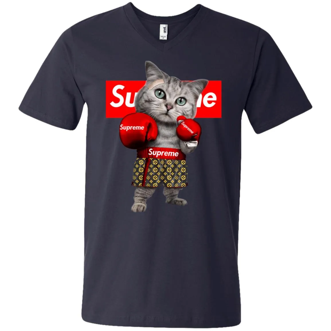 Supreme Boxing Cat Best Funny T-shirt Men V-Neck T-Shirt